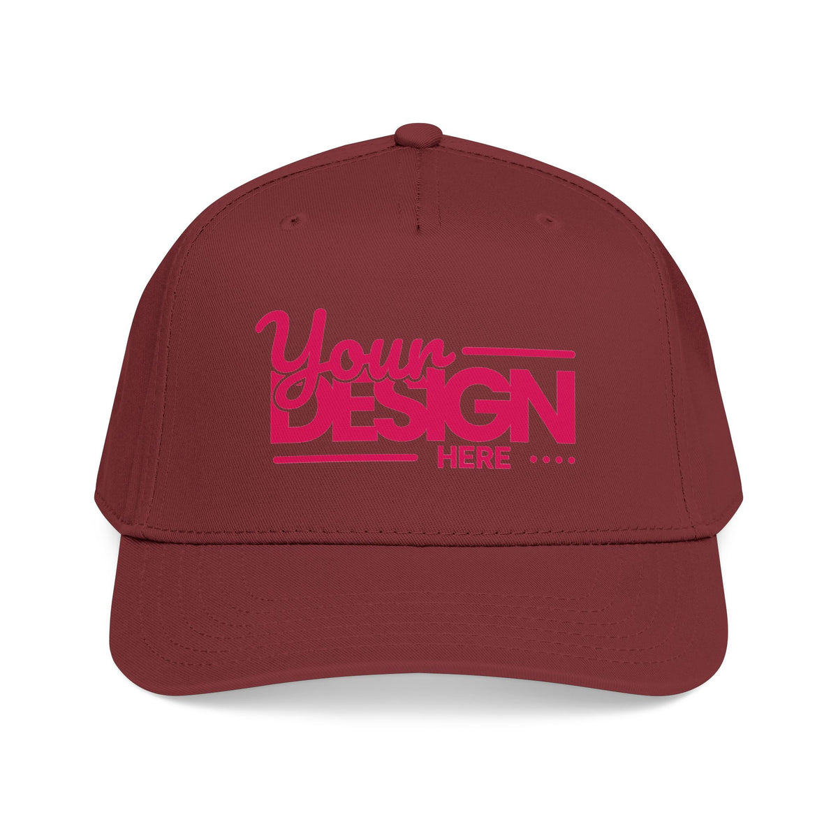 Custom Structured Baseball Cap – Personalized 5-Panel Snapback with Embroidered or Printed Design, Mid-Profile Custom Logo Ha