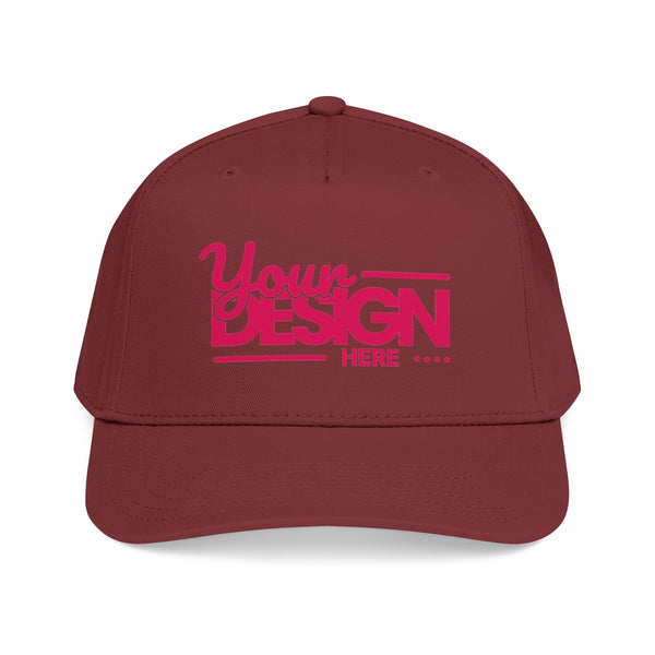 Custom Structured Baseball Cap – Personalized 5-Panel Snapback with Embroidered or Printed Design, Mid-Profile Custom Logo Ha
