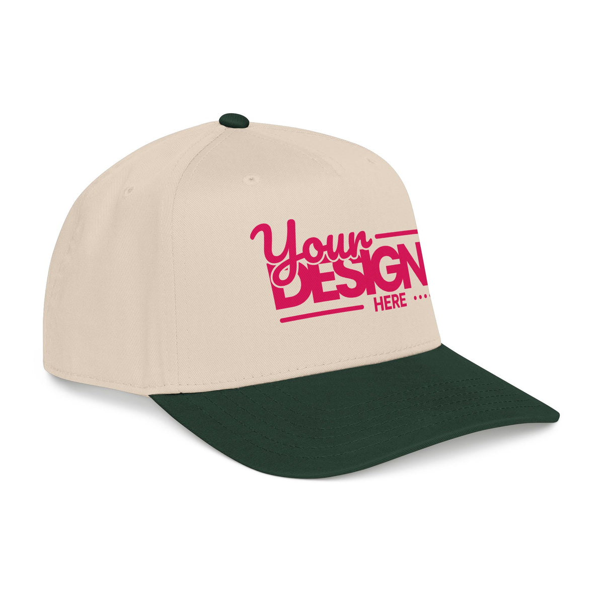 Custom Structured Baseball Cap – Personalized 5-Panel Snapback with Embroidered or Printed Design, Mid-Profile Custom Logo Ha