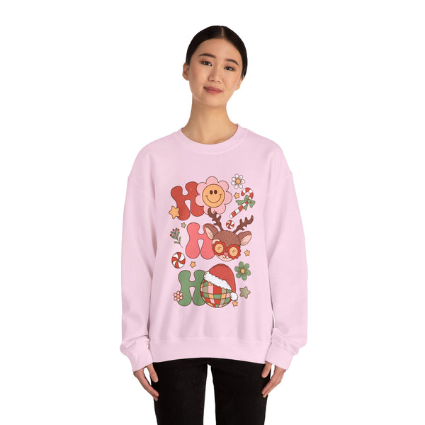 Ho Ho Ho Crewneck Sweatshirt - Cute Christmas Characters Christmas Sweater - Festive Fun