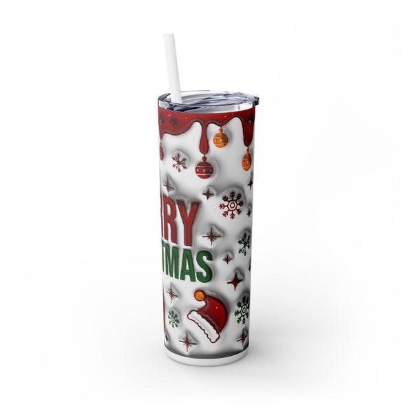 Merry Christmas Tumbler - Festive Holiday Decorations with Candy Canes, Snowflakes & More