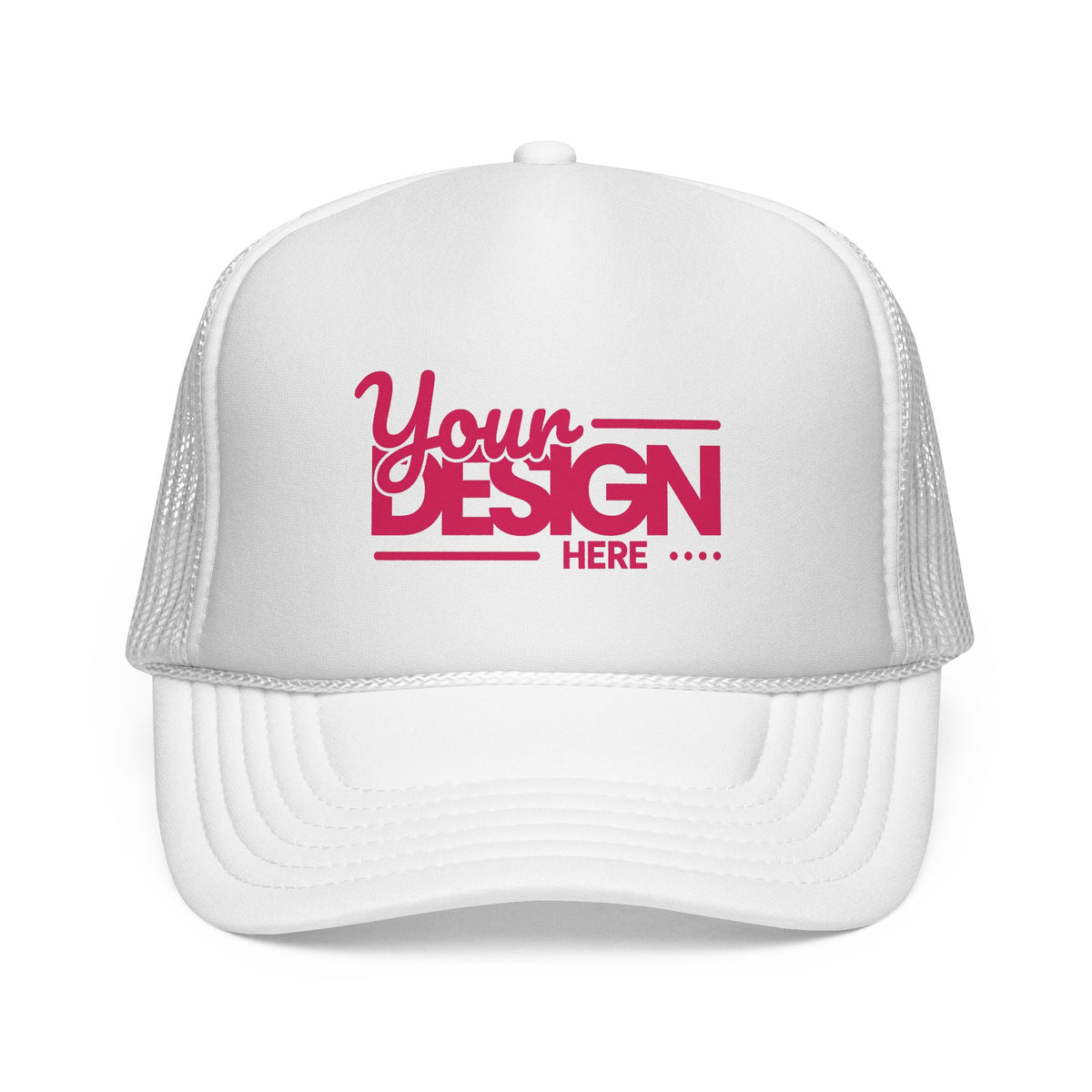 Custom Trucker Hat – Embroidered ‘Your Design Here’ Retro Script Cap, Personalized Mesh Snapback in Multiple Colors for Men & Women