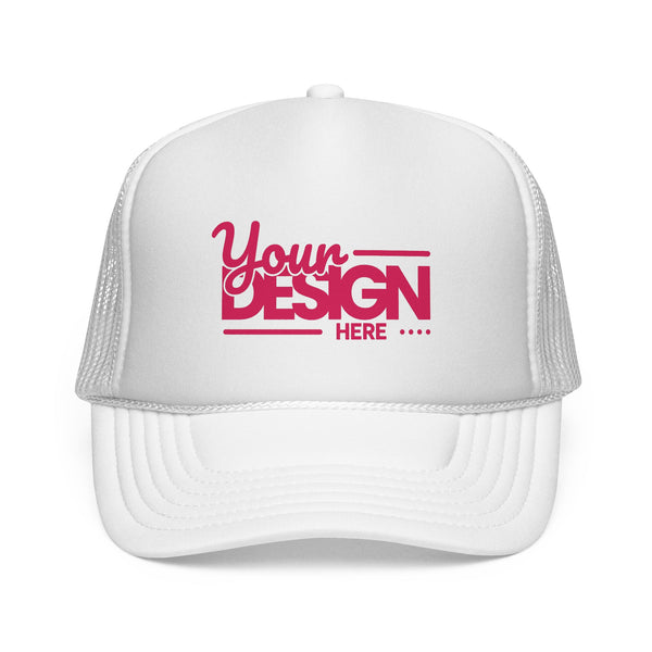 Custom Trucker Hat – Embroidered ‘Your Design Here’ Retro Script Cap, Personalized Mesh Snapback in Multiple Colors for Men & Women
