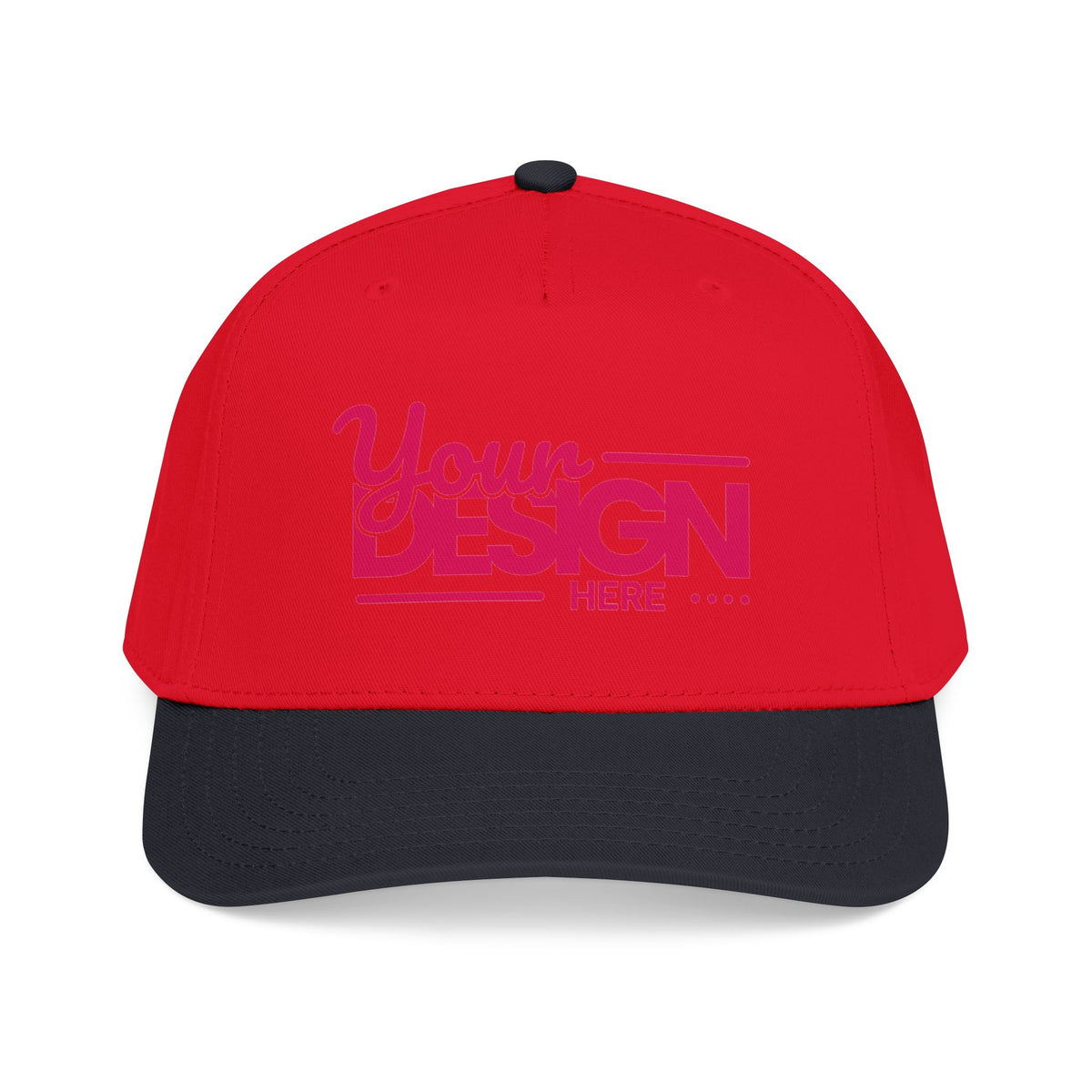 Custom Structured Baseball Cap – Personalized 5-Panel Snapback with Embroidered or Printed Design, Mid-Profile Custom Logo Ha