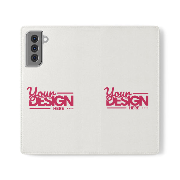 Customizable Flip Phone Wallet Case – ‘Your Design Here’ Folio Cover with Card Holder, Personalized Phone Case for Samsung