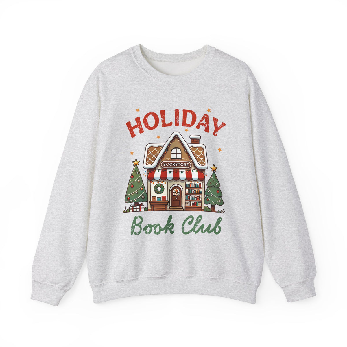 Holiday Book Club" Christmas Sweatshirt - Cute Bookstore Graphic Sweater for Readers