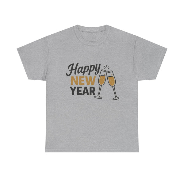 Happy New Year Tee — Champagne Toast Holiday T-Shirt