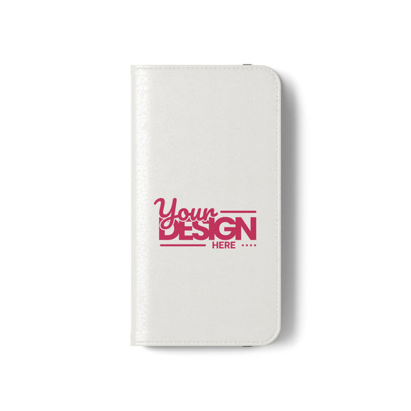Customizable Flip Phone Wallet Case – ‘Your Design Here’ Folio Cover with Card Holder, Personalized Phone Case for iPhone