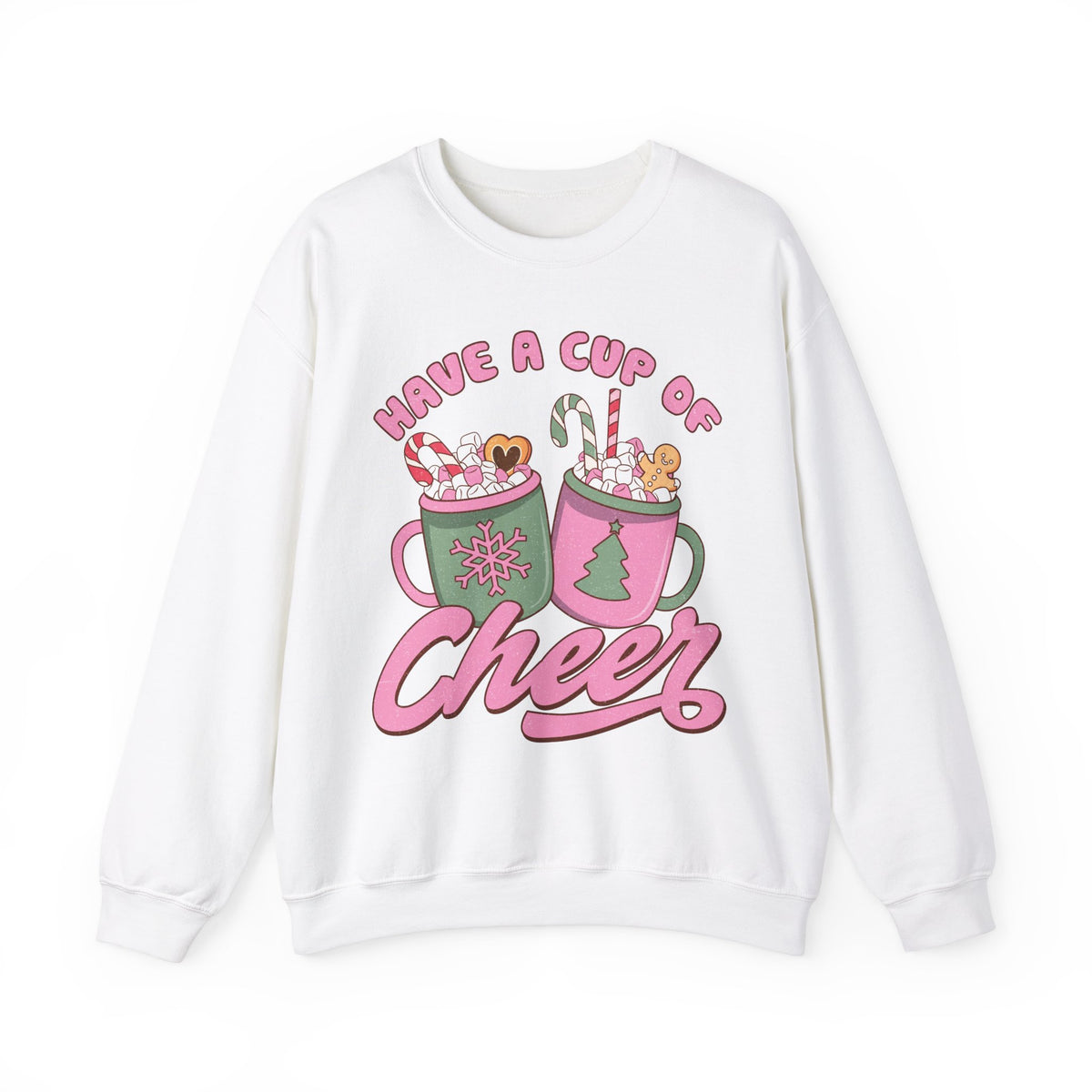 Have a Cup of Cheer Crewneck Sweatshirt - Hot Cocoa & Candy Canes Christmas Sweater - Holiday Fun