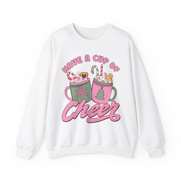 Have a Cup of Cheer Crewneck Sweatshirt - Hot Cocoa & Candy Canes Christmas Sweater - Holiday Fun