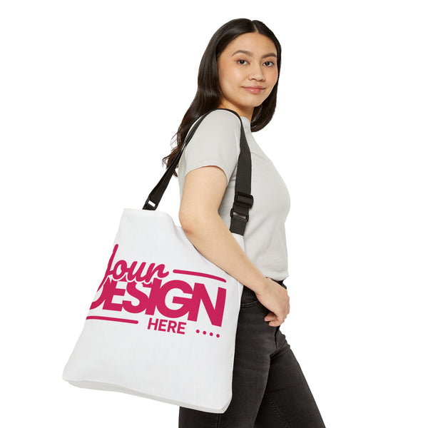 Adjustable Tote Bag – Customizable ‘Your Design Here’ Pink Logo Shoulder Tote, Personalized Reusable Bag for Work, Travel & Everyday Use