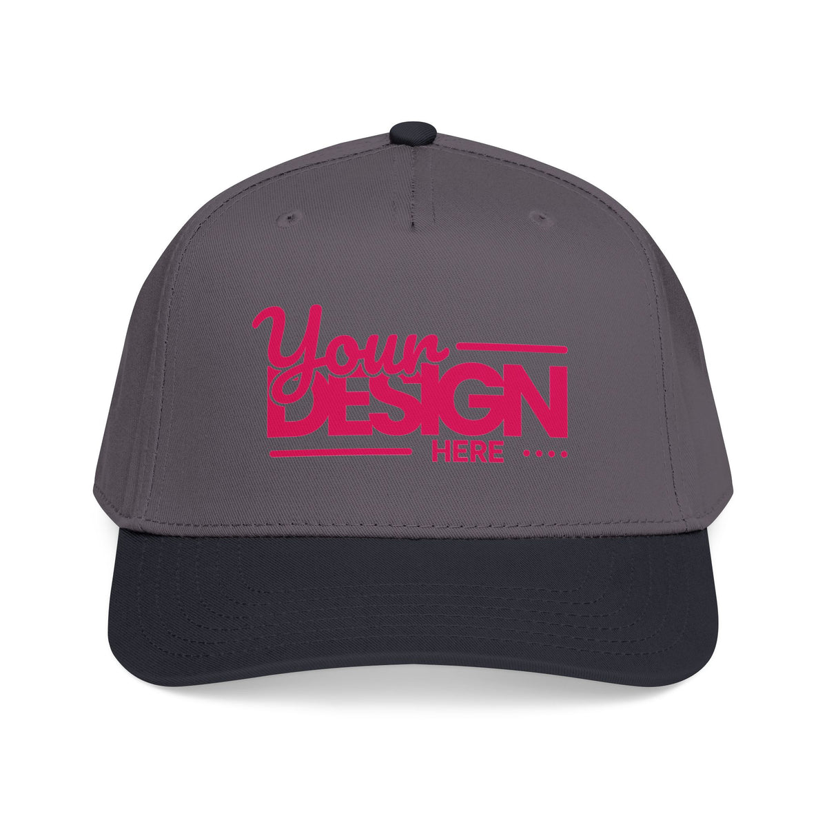 Custom Structured Baseball Cap – Personalized 5-Panel Snapback with Embroidered or Printed Design, Mid-Profile Custom Logo Ha
