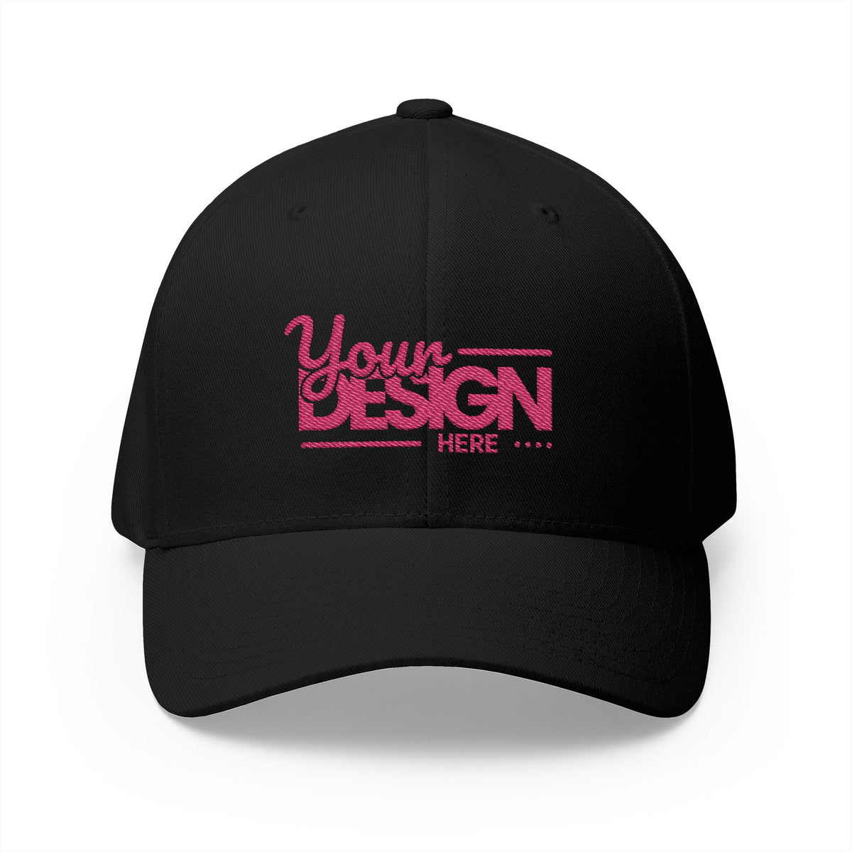 Embroidered ‘Your Design Here’ Structured Cap – Custom Logo Hat, Personalized Blank White Baseball Cap for Men & Women