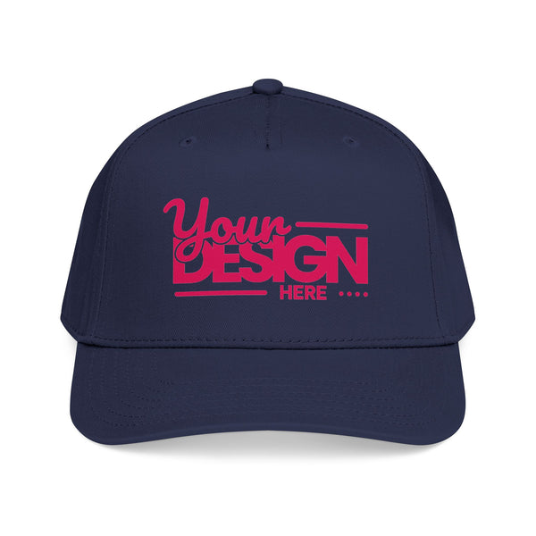 Custom Structured Baseball Cap – Personalized 5-Panel Snapback with Embroidered or Printed Design, Mid-Profile Custom Logo Ha