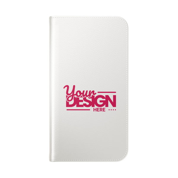 Customizable Flip Phone Wallet Case – ‘Your Design Here’ Folio Cover with Card Holder, Personalized Phone Case for iPhone
