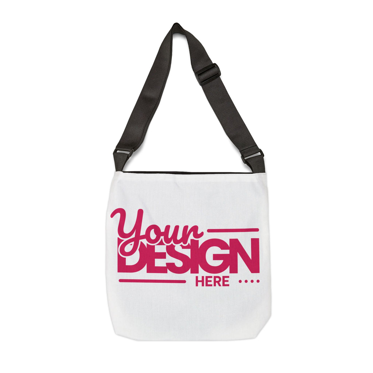 Adjustable Tote Bag – Customizable ‘Your Design Here’ Pink Logo Shoulder Tote, Personalized Reusable Bag for Work, Travel & Everyday Use