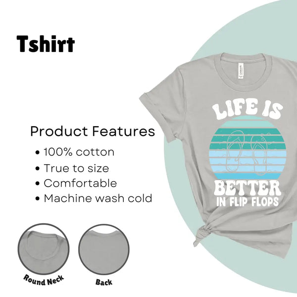 Life is Better in Flip Flops Men's Short Sleeve T-Shirt - Beach Summer Tee, Vacation Outfit, Gift for Him, Father's Day