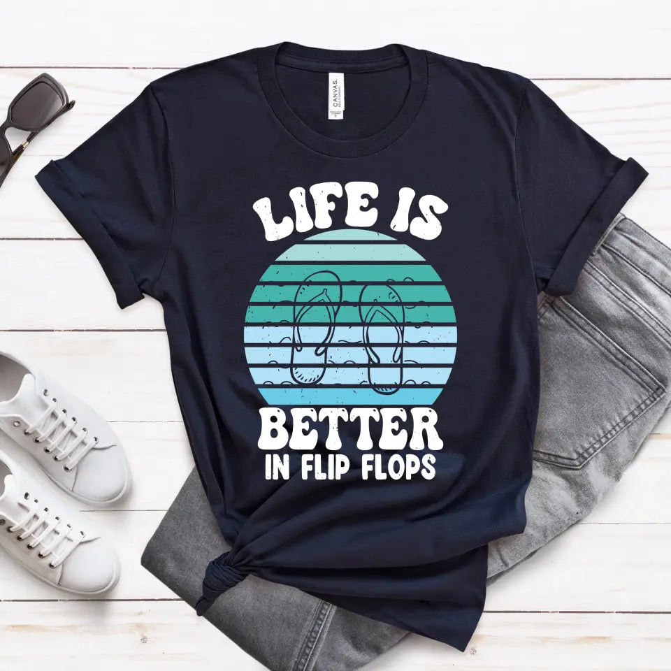 Life is Better in Flip Flops Men's Short Sleeve T-Shirt - Beach Summer Tee, Vacation Outfit, Gift for Him, Father's Day