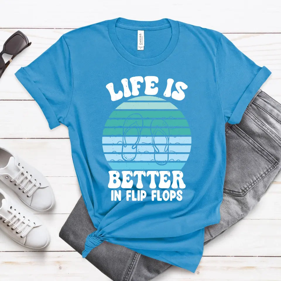 Life is Better in Flip Flops Men's Short Sleeve T-Shirt - Beach Summer Tee, Vacation Outfit, Gift for Him, Father's Day