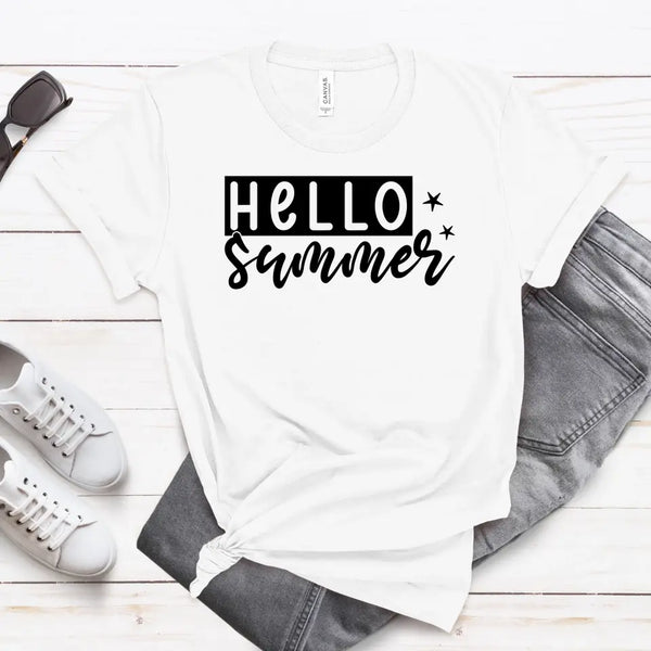 Hello Summer Men's Short Sleeve T-Shirt - Lake Summer Tee, Vacation Outfit, Gift for Him, Father's Day, Summer