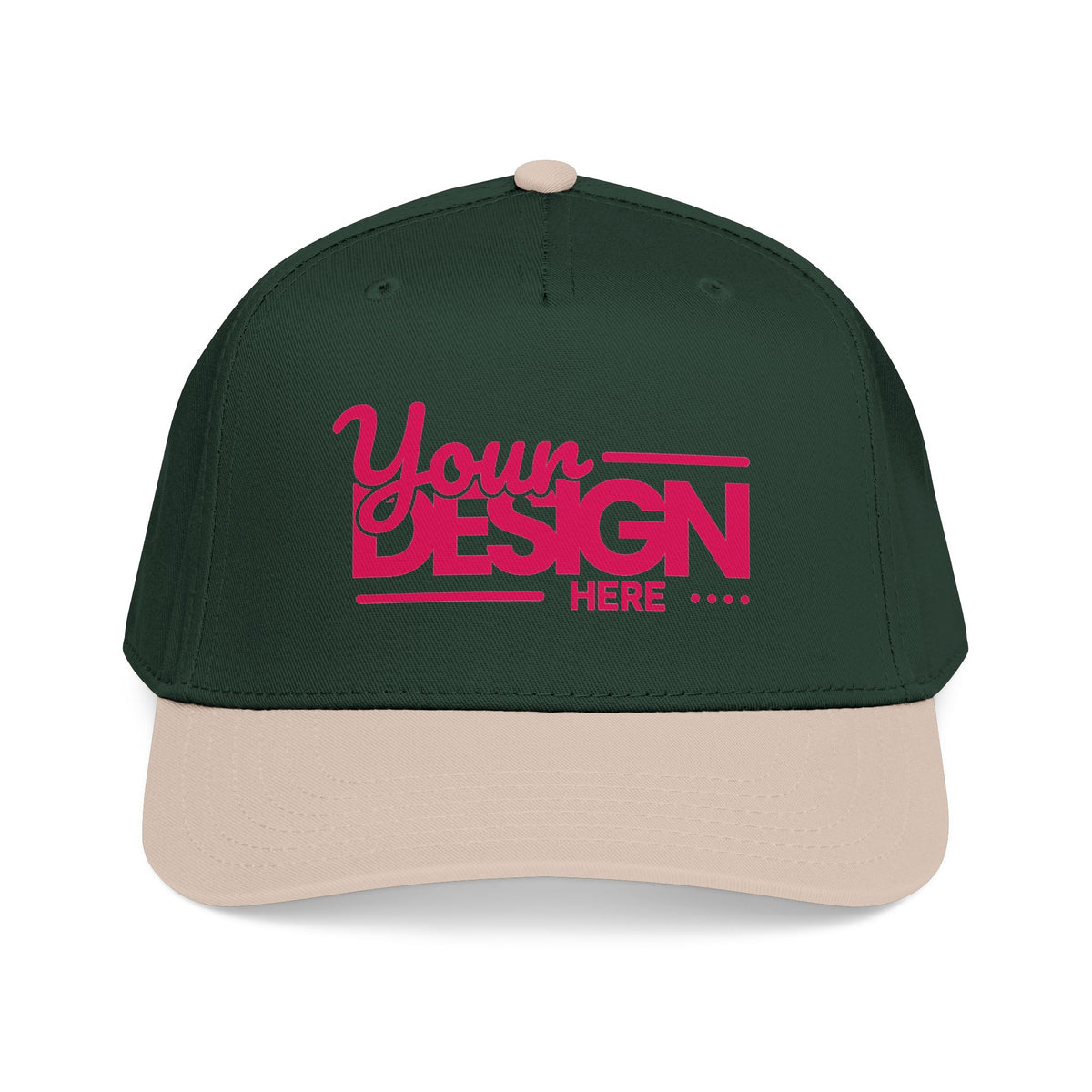 Custom Structured Baseball Cap – Personalized 5-Panel Snapback with Embroidered or Printed Design, Mid-Profile Custom Logo Ha