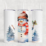 Snowman Christmas Tumbler - 20oz Skinny Holiday Cup with Straw, Festive Winter Drinkware Gift