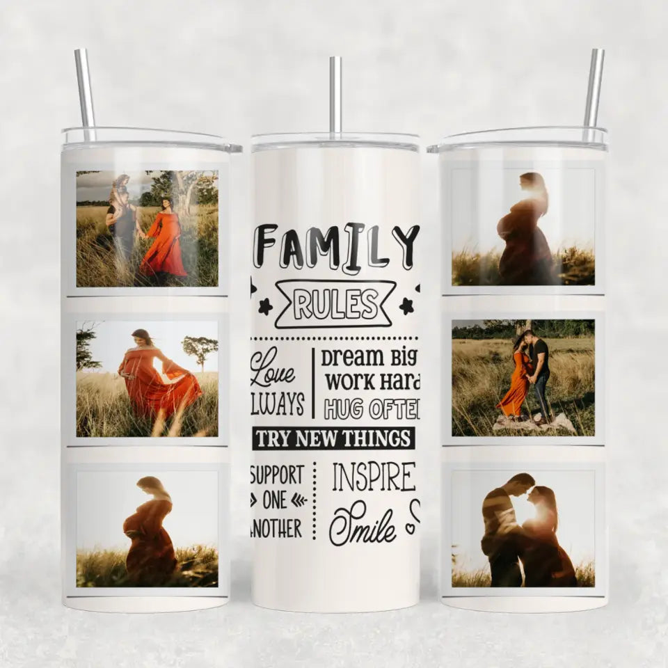 Custom 6-Photo Collage Tumbler with Family Quote - 20oz Keepsake