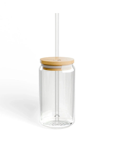 Personalized 16oz Sipper Glass Drinkware With Bamboo Lid