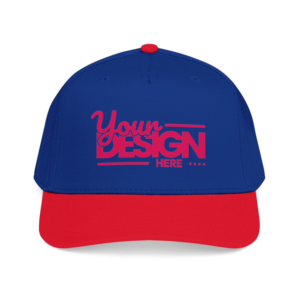 Custom Structured Baseball Cap – Personalized 5-Panel Snapback with Embroidered or Printed Design, Mid-Profile Custom Logo Ha