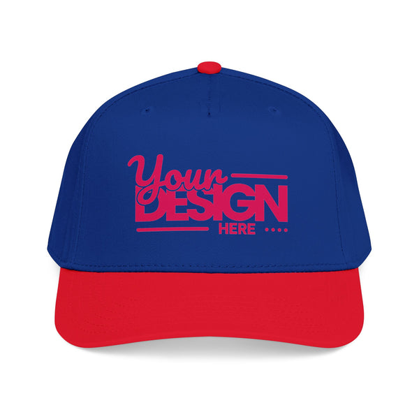 Custom Structured Baseball Cap – Personalized 5-Panel Snapback with Embroidered or Printed Design, Mid-Profile Custom Logo Ha
