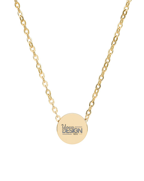 Mini Engraved Circle Necklace Tiny Disc Pendant Gold or Silver