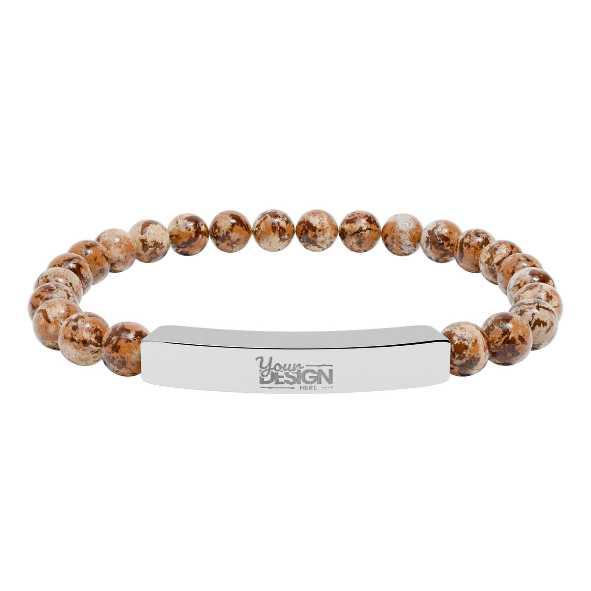 Unisex Engravable Natural Stone Bar Bracelet Stretch Beaded by Printify