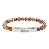 Unisex Engravable Natural Stone Bar Bracelet Stretch Beaded by Printify