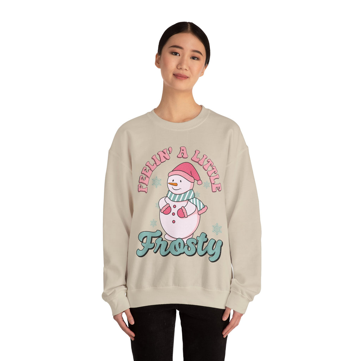 Feelin' a Little Frosty Crewneck Sweatshirt - Cute Snowman Christmas Sweater - Winter Apparel