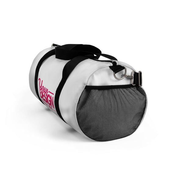 Custom White Duffel Bag with 'Your Design Here' Logo – Personalized Gym & Travel Gear