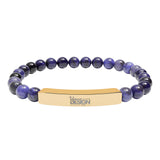 Unisex Engravable Natural Stone Bar Bracelet Stretch Beaded by Printify