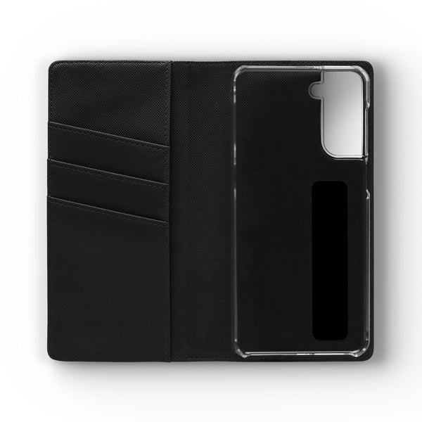 Customizable Flip Phone Wallet Case – ‘Your Design Here’ Folio Cover with Card Holder, Personalized Phone Case for Samsung