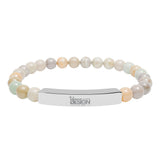 Unisex Engravable Natural Stone Bar Bracelet Stretch Beaded by Printify