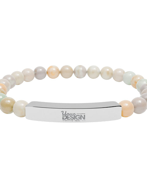 Unisex Engravable Natural Stone Bar Bracelet Stretch Beaded