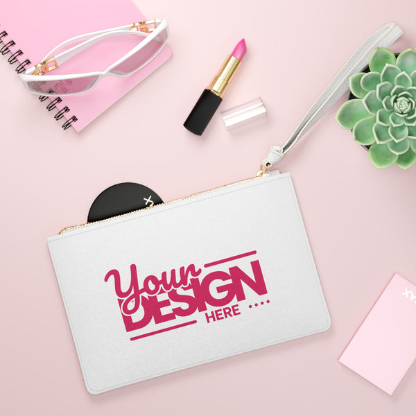 Custom Logo Clutch Bag – Personalized ‘Your Design Here’ Wristlet, Customizable Pouch for Events, Bridesmaids & Everyday Use