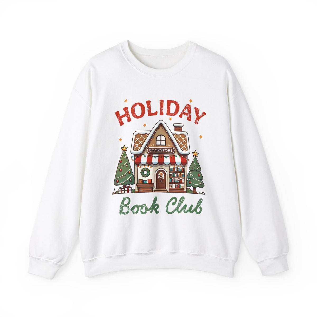 Holiday Book Club" Christmas Sweatshirt - Cute Bookstore Graphic Sweater for Readers