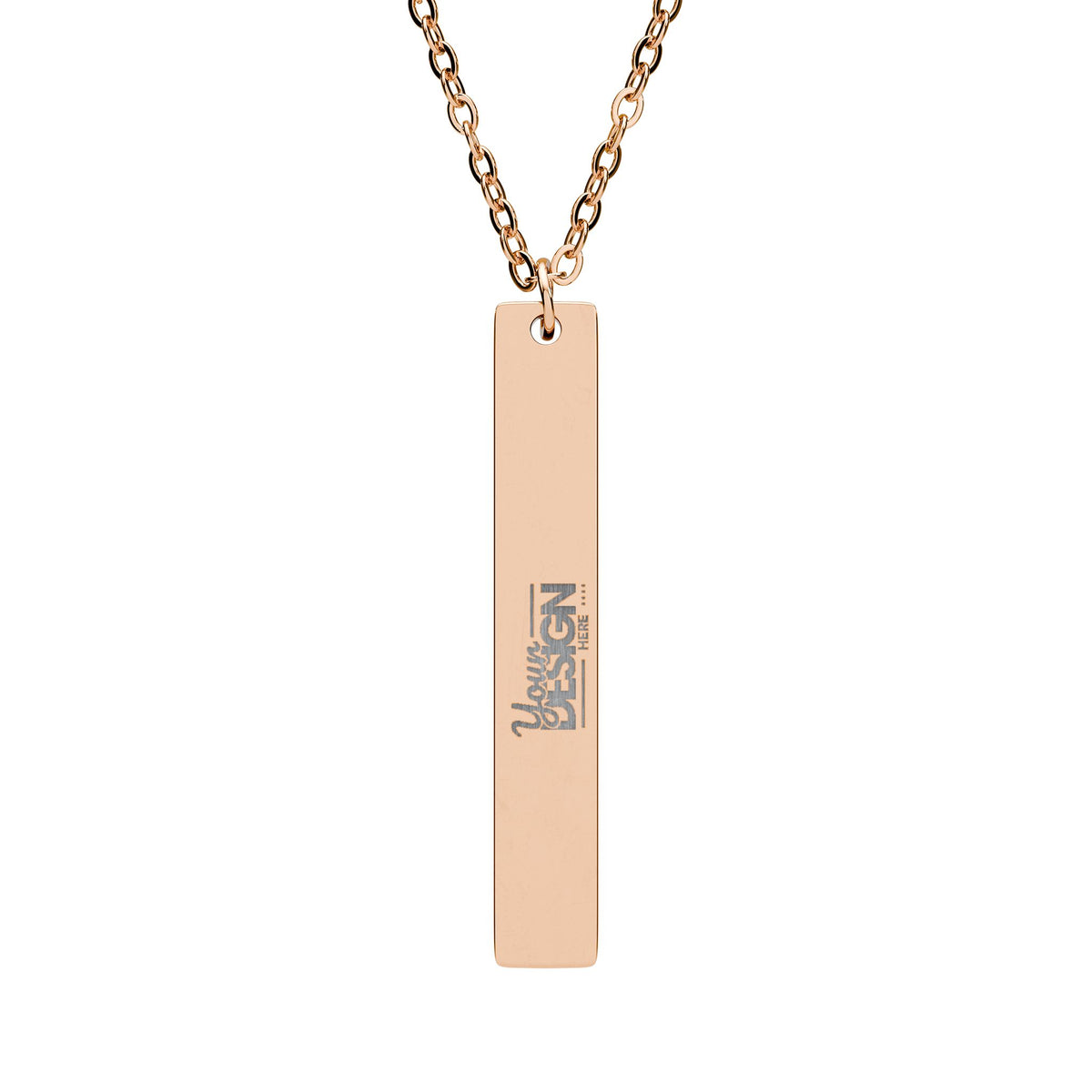 Engravable Vertical Bar Necklace Personalized Sterling Black Stainless Pendant by Printify