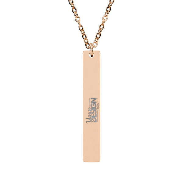 Engravable Vertical Bar Necklace Personalized Sterling Black Stainless Pendant by Printify