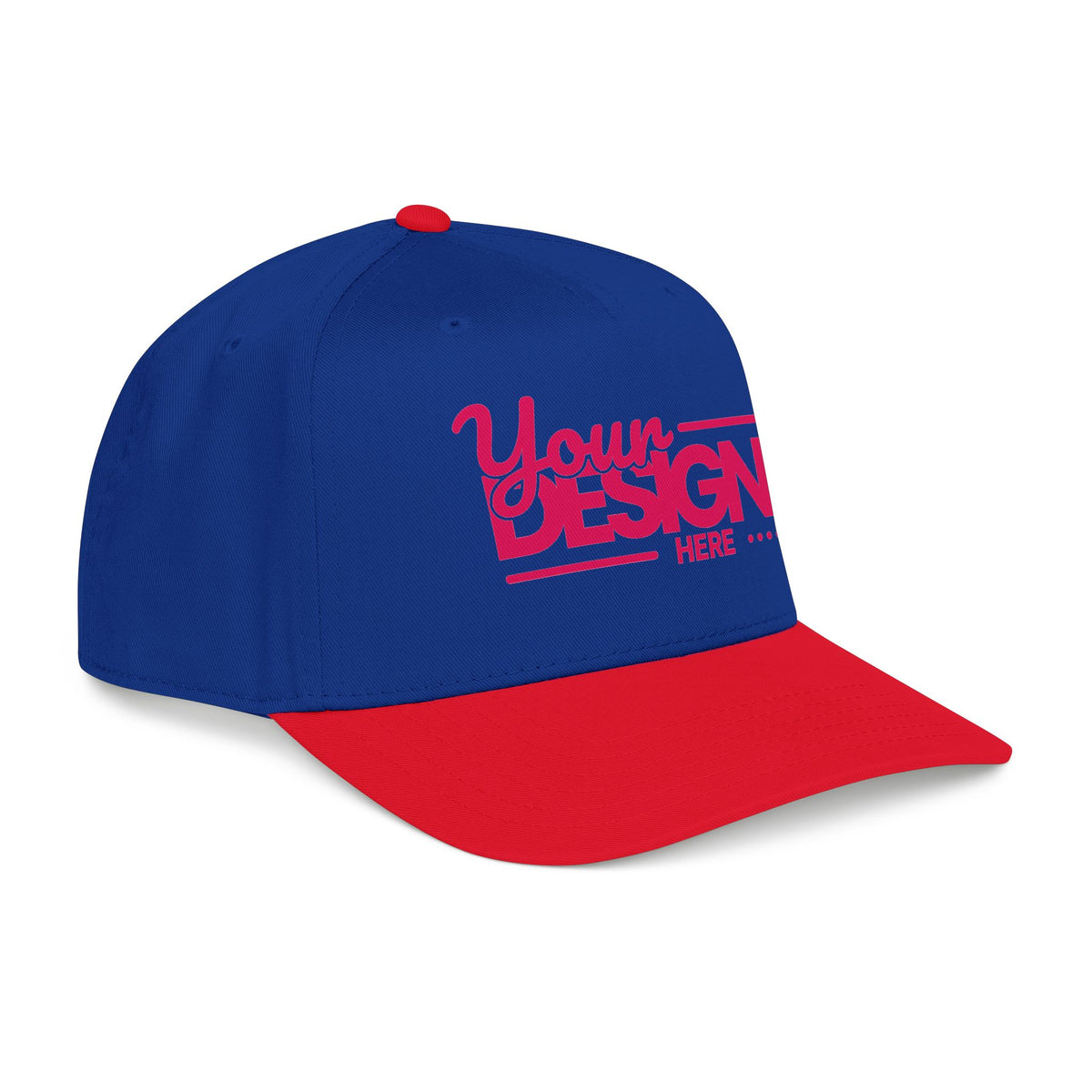 Custom Structured Baseball Cap – Personalized 5-Panel Snapback with Embroidered or Printed Design, Mid-Profile Custom Logo Ha