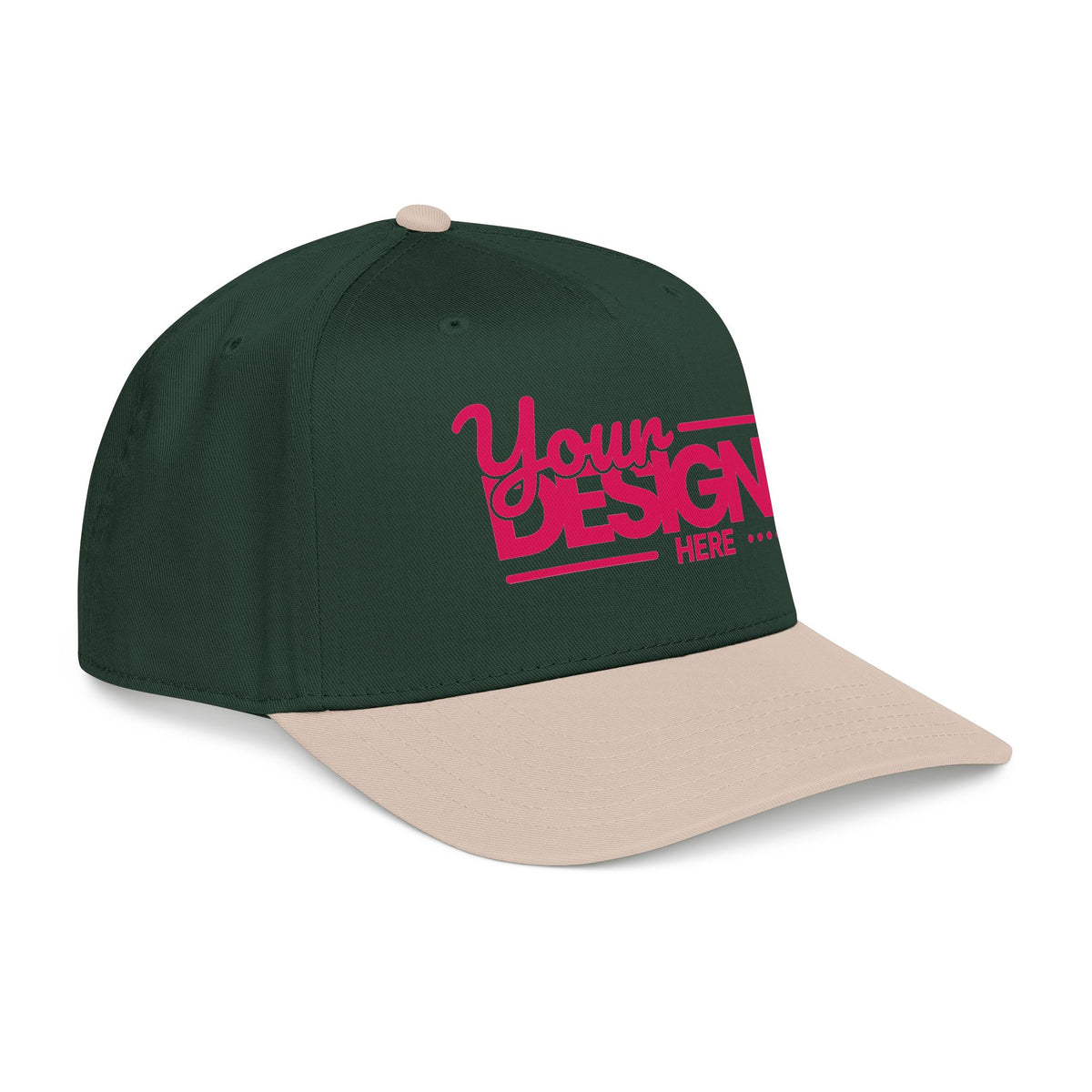 Custom Structured Baseball Cap – Personalized 5-Panel Snapback with Embroidered or Printed Design, Mid-Profile Custom Logo Ha