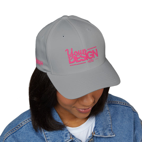Embroidered ‘Your Design Here’ Structured Cap – Custom Logo Hat, Personalized Blank White Baseball Cap for Men & Women