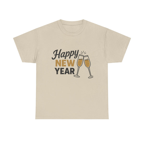 Happy New Year Tee — Champagne Toast Holiday T-Shirt