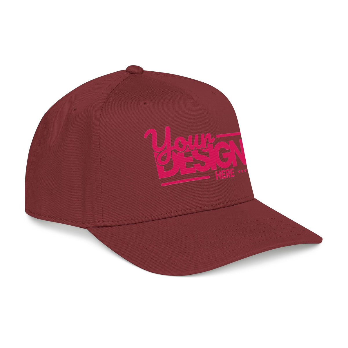 Custom Structured Baseball Cap – Personalized 5-Panel Snapback with Embroidered or Printed Design, Mid-Profile Custom Logo Ha