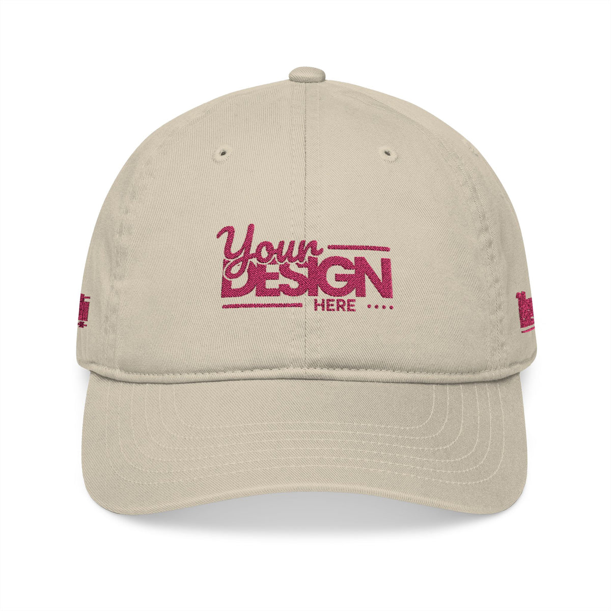 Organic Embroidered Baseball Cap – Custom ‘Your Design’ Logo Hat, Personalized Sustainable Dad Cap for Men & Women
