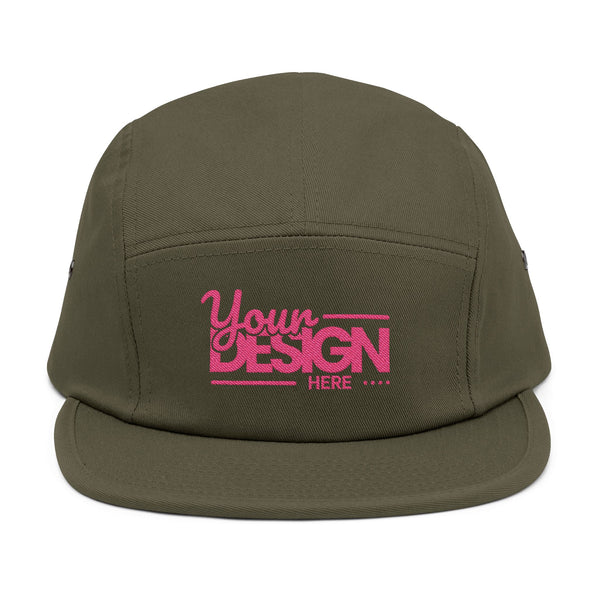 Custom Five-Panel Hat – Personalized Embroidered Cotton Cap, Low-Profile Streetwear Strapback with Front & Back Logo Design